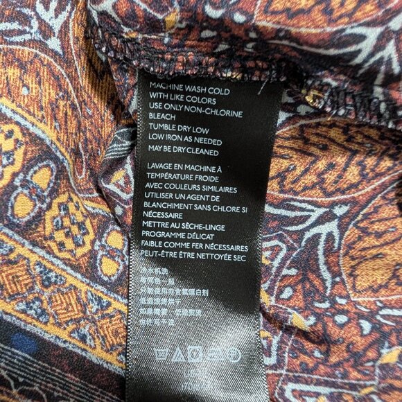 Free People Womens Size XS Little Runaway Brown Geometric Medallion Ruffle Top - Picture 9 of 10